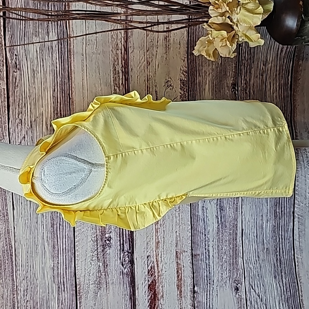 NEW MICHAEL KORS YELLOW SLEEVELESS RUFFLE FRONT PULLOVER BLOUSE TOP - Picture 8 of 14